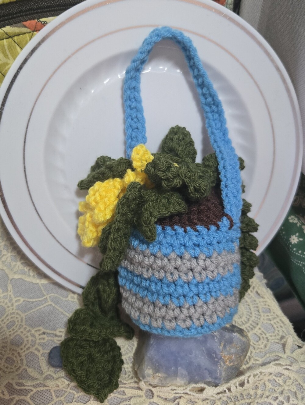 4/$15 Handmade Crochet Hanging Planter Basket Flower Plant Holder